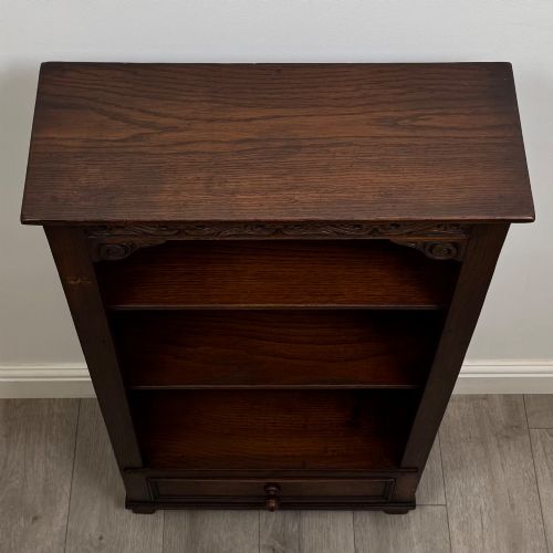 ANTIQUE 20TH CENTURY SMALL OPEN BOOKCASE IN OAK - ADDITIONAL PHOTO 9
