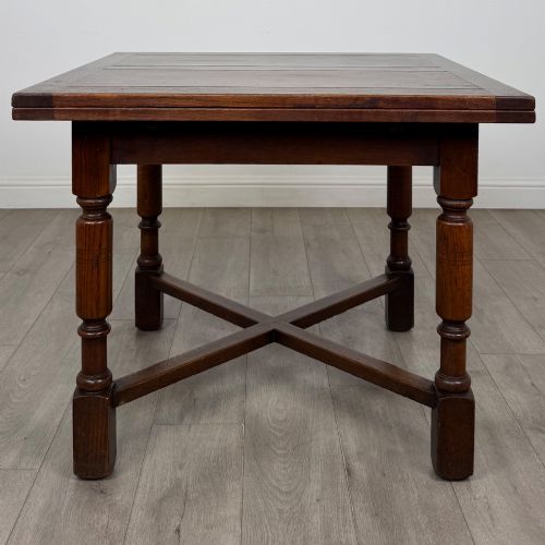 ANTIQUE 20TH CENTURY EDWARDIAN DRAW LEAF DINING TABLE IN OAK - ADDITIONAL PHOTO 3