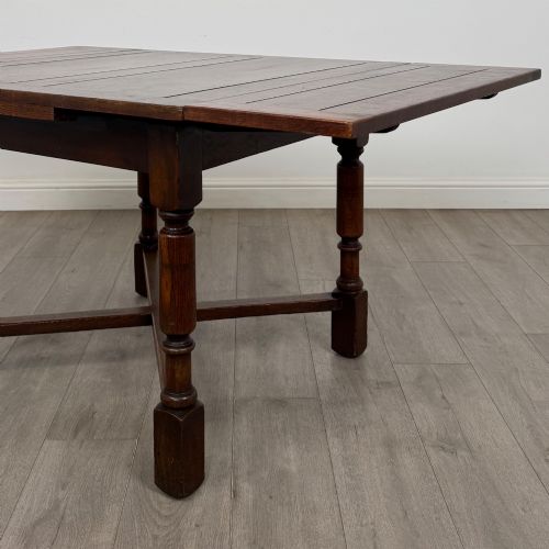 ANTIQUE 20TH CENTURY EDWARDIAN DRAW LEAF DINING TABLE IN OAK - ADDITIONAL PHOTO 5