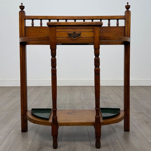 Antique 20th Century Edwardian Hall Stand in Golden Oak