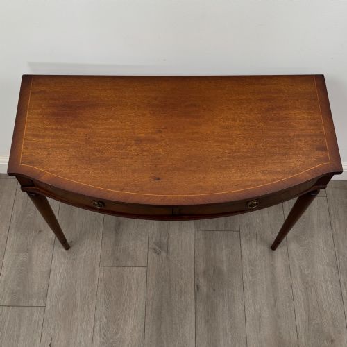 ANTIQUE 20TH CENTURY BOW FRONT WRITING TABLE IN MAHOGANY - ADDITIONAL PHOTO 8