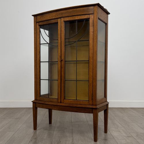ANTIQUE 20TH CENTURY EDWARDIAN DISPLAY CABINET IN OAK - ADDITIONAL PHOTO 2