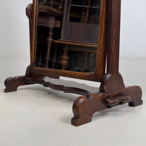 ANTIQUE 20TH CENTURY ARTS CRAFTS STYLE DRESSING MIRROR IN OAK - ADDITIONAL PHOTO 12
