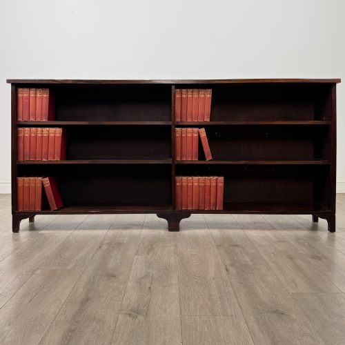 ANTIQUE 20TH CENTURY LARGE OPEN BOOKCASE IN MAHOGANY
