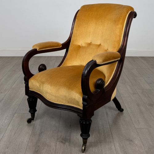 ANTIQUE 19TH CENTURY PAIR OF WILLIAM IV ARMCHAIRS IN MAHOGANY - ADDITIONAL PHOTO 1