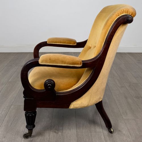 ANTIQUE 19TH CENTURY PAIR OF WILLIAM IV ARMCHAIRS IN MAHOGANY - ADDITIONAL PHOTO 2