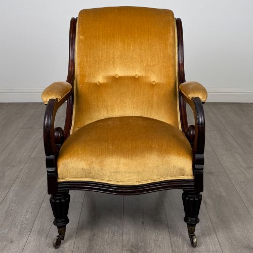 ANTIQUE 19TH CENTURY PAIR OF WILLIAM IV ARMCHAIRS IN MAHOGANY - ADDITIONAL PHOTO 8