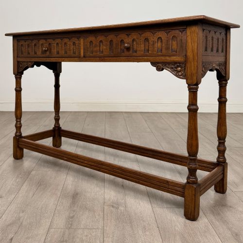 ANTIQUE 20TH CENTURY NARROW SIDE TABLE IN OAK - ADDITIONAL PHOTO 1