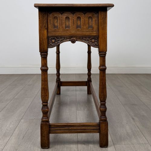 ANTIQUE 20TH CENTURY NARROW SIDE TABLE IN OAK - ADDITIONAL PHOTO 6