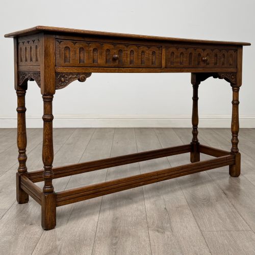 ANTIQUE 20TH CENTURY NARROW SIDE TABLE IN OAK - ADDITIONAL PHOTO 7