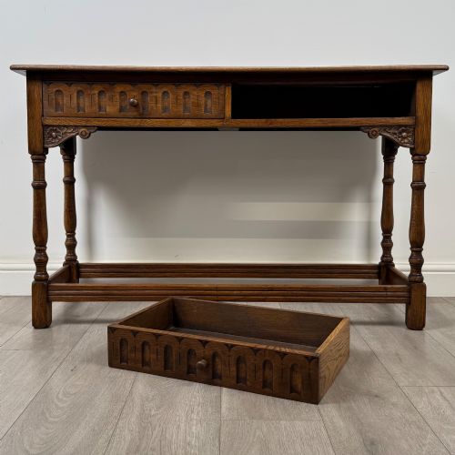 ANTIQUE 20TH CENTURY NARROW SIDE TABLE IN OAK - ADDITIONAL PHOTO 9
