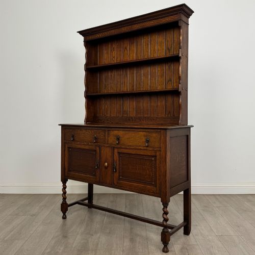 ANTIQUE 20TH CENTURY EDWARDIAN JACOBEAN STYLE DRESSER IN OAK - ADDITIONAL PHOTO 2