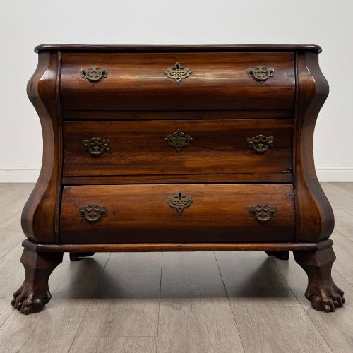 Antique 20th Century Small Dutch Bombe Chest Of Drawers
