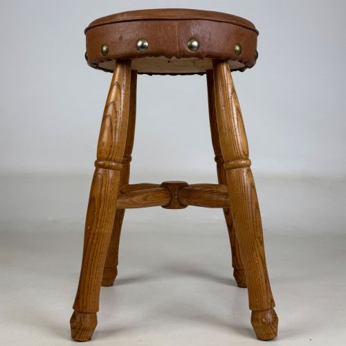 ANTIQUE 20TH CENTURY GOOD QUALITY OAK STOOL - ADDITIONAL PHOTO 1
