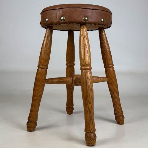 ANTIQUE 20TH CENTURY GOOD QUALITY OAK STOOL - ADDITIONAL PHOTO 2