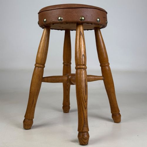 ANTIQUE 20TH CENTURY GOOD QUALITY OAK STOOL - ADDITIONAL PHOTO 4