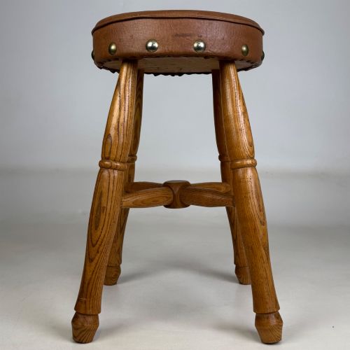 ANTIQUE 20TH CENTURY GOOD QUALITY OAK STOOL - ADDITIONAL PHOTO 6