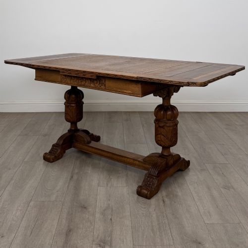 Antique 20th Century Edwardian Draw Leaf Dining Table in Oak