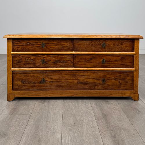 Vintage 20th Century Low Chest of Drawers in Oak