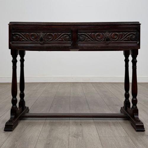 Antique 20th Century Carved Oak Side Table