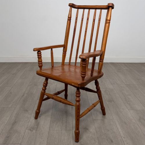 Antique 20th Century Stick Back Armchair in Pitch Pine
