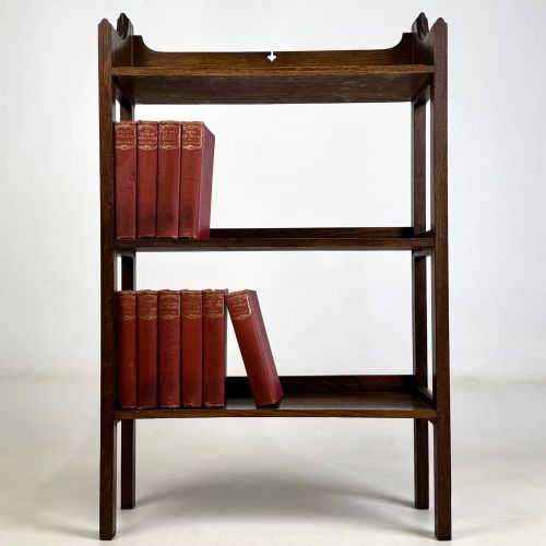 Antique 20th Century Arts & Crafts Open Bookcase In Oak