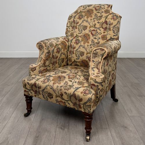 Antique 19th Century Wingback Armchair In Mahogany