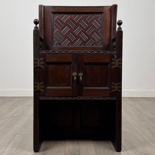 Antique 20th Century Hall Seat / Cabinet in Mahogany
