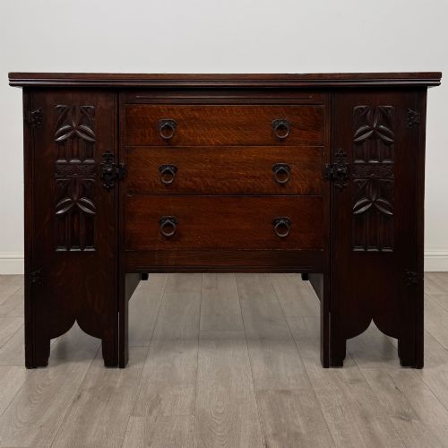 Antique 20th Century Gothic Style Sideboard in Oak
