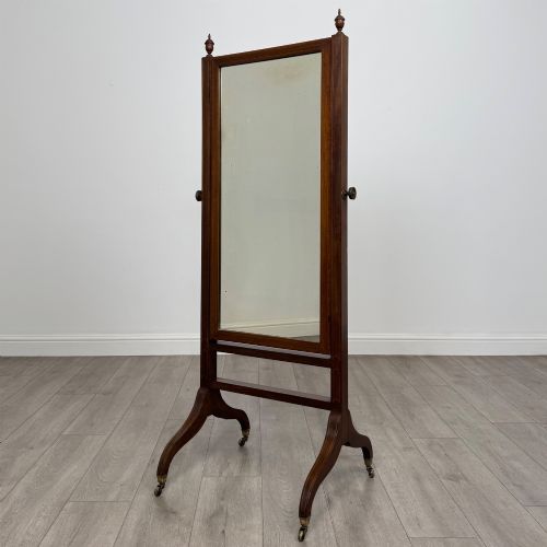 Antique 20th Century Edwardian Cheval Mirror in Mahogany