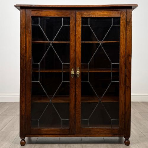 Antique 20th Century Edwardian Oak Display Cabinet