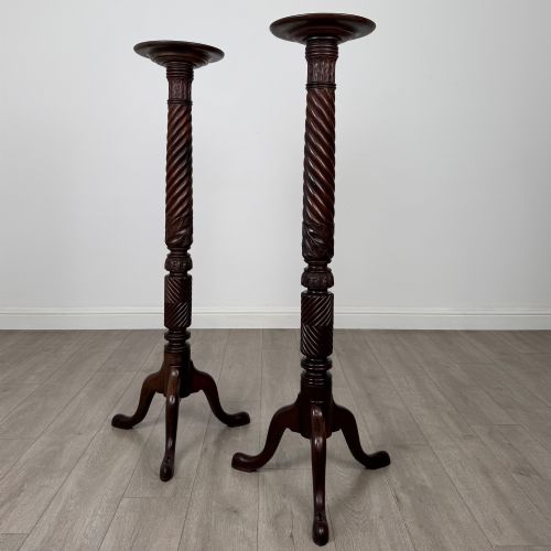 Antique 19th Century Pair of Victorian Torchere Plant Stands