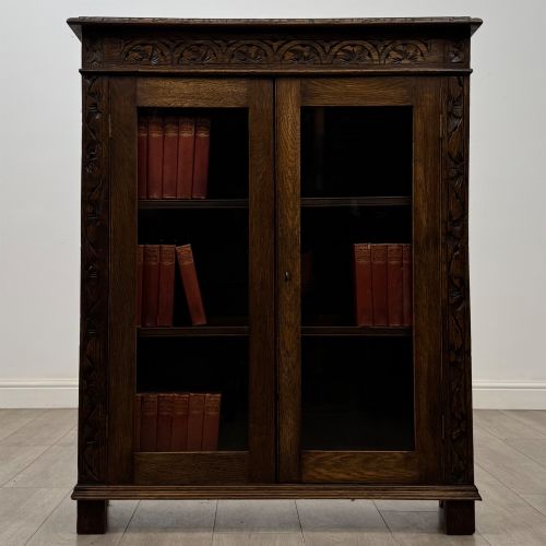 Antique 19th Century Fine Quality Carved Oak Display Cabinet