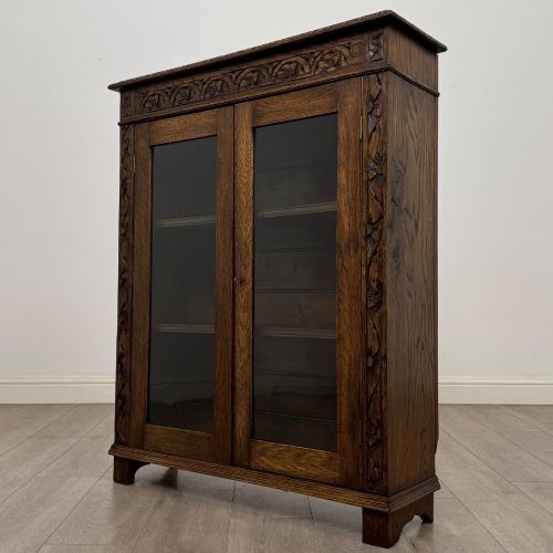 fig 3. Antique 19th Century Fine Quality Carved Oak Display Cabinet