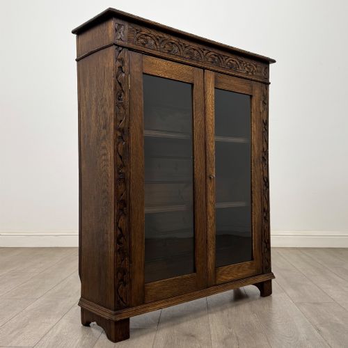 fig 9. Antique 19th Century Fine Quality Carved Oak Display Cabinet