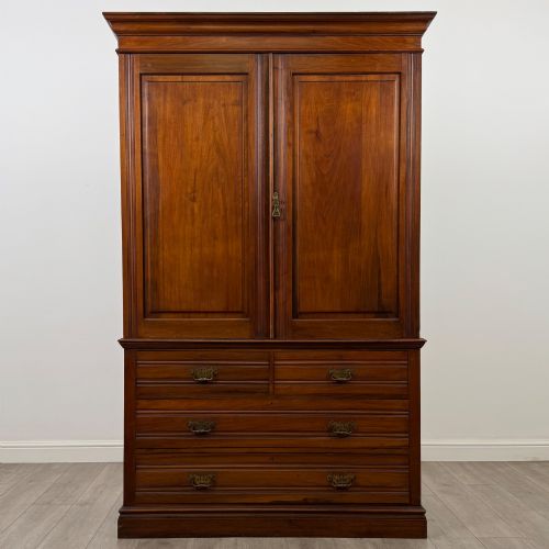 Antique 20th Century Edwardian Linen Press Cupboard in Walnut