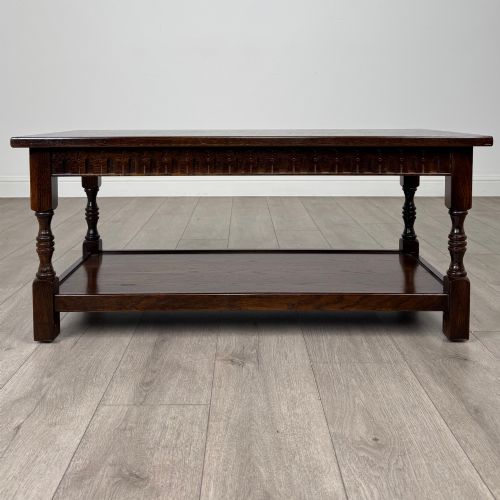 Antique 20th Century Carved Oak Coffee Table