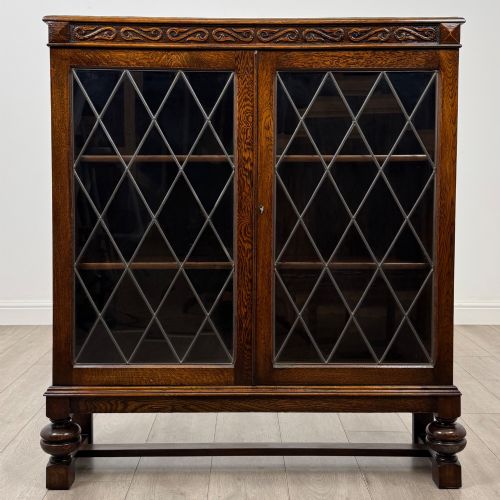 Antique 20th Century Edwardian Display Cabinet in Oak
