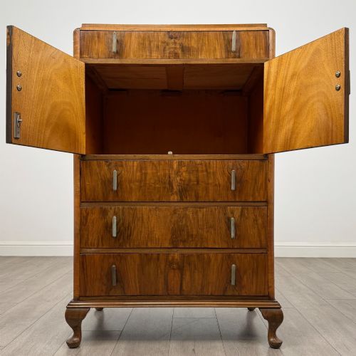 fig 1. Vintage 20th Century Cupboard In Figured Walnut