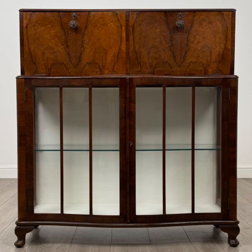 Antique 20th Century Fitted Cabinet in Figured Walnut