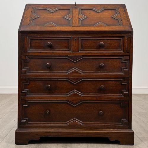 Antique 20th Century Jacobean Style Bureau In Oak