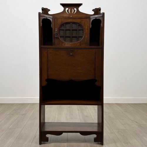Antique 20th Century Arts & Crafts Bureau In Oak