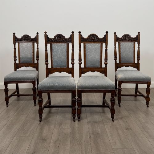 Antique 19th Century Victorian Set of 4 Dining Chairs in Oak