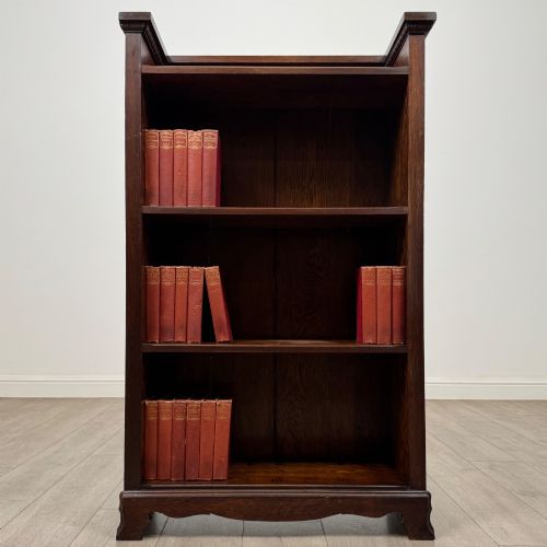 Antique 20th Century Edwardian Open Bookcase in Oak