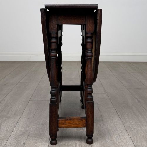 fig 3. Antique 19th Century Carved Victorian Drop Leaf Table In Oak