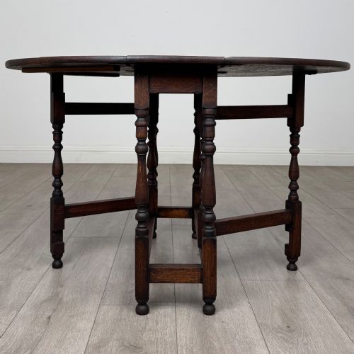 fig 4. Antique 19th Century Carved Victorian Drop Leaf Table In Oak