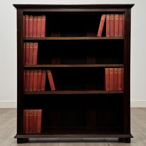 Antique 20th Century Edwardian Open Bookcase in Oak
