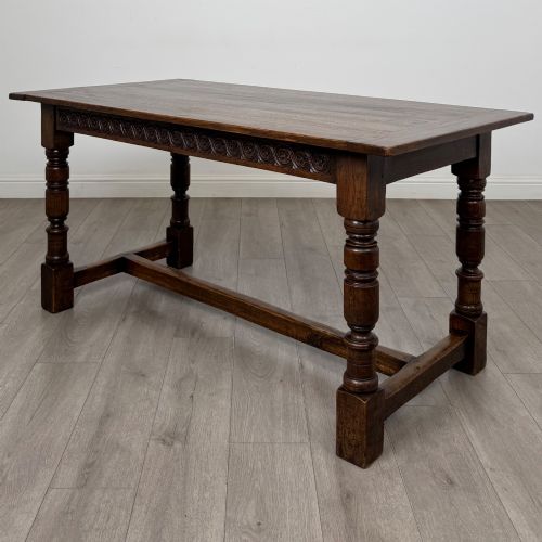 Antique 20th Century Fine Quality Carved Oak Dining Table