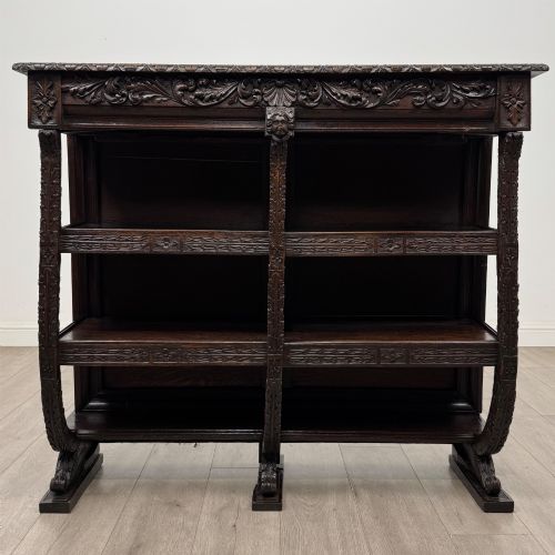 Antique 19th Century Carved Victorian Bookcase in Oak