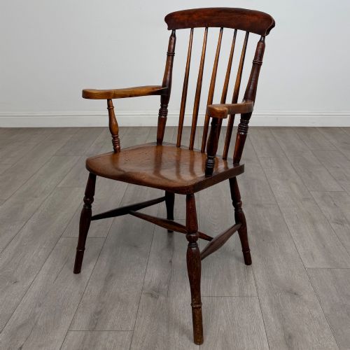 Antique 19th Century Victorian Stick Back Armchair in Oak